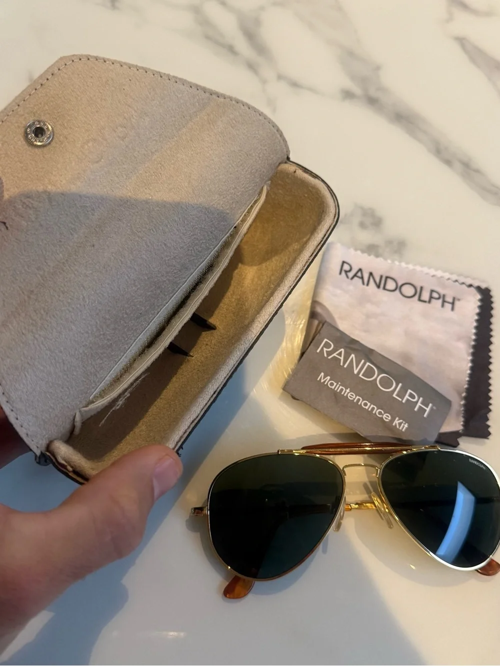 Randolph Sportsman Aviator Sunglasses 23k GP 140mm